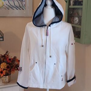 Norton Studio White Nautical Hooded  Sweatshirt